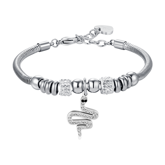 BRACELET POUR FEMME EN ACIER AVEC SERPENT AVEC CRISTAUX BLANCS Luca Barra