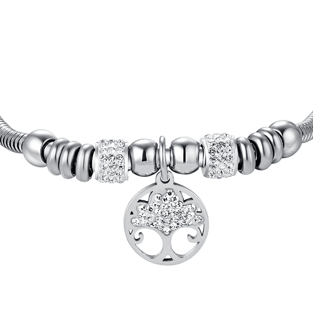 BRACELET ARBRE DE VIE POUR FEMME EN ACIER AVEC CRISTAUX BLANCS
