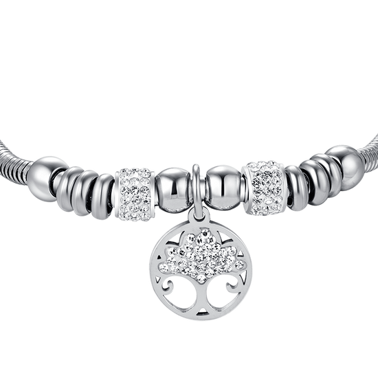BRACELET ARBRE DE VIE POUR FEMME EN ACIER AVEC CRISTAUX BLANCS