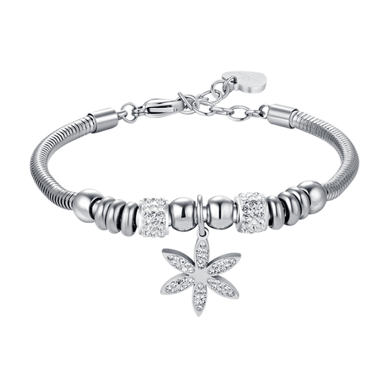 BRACELET EN ACIER POUR FEMME AVEC FLEUR DE VIE AVEC CRISTAUX BLANCS Luca Barra