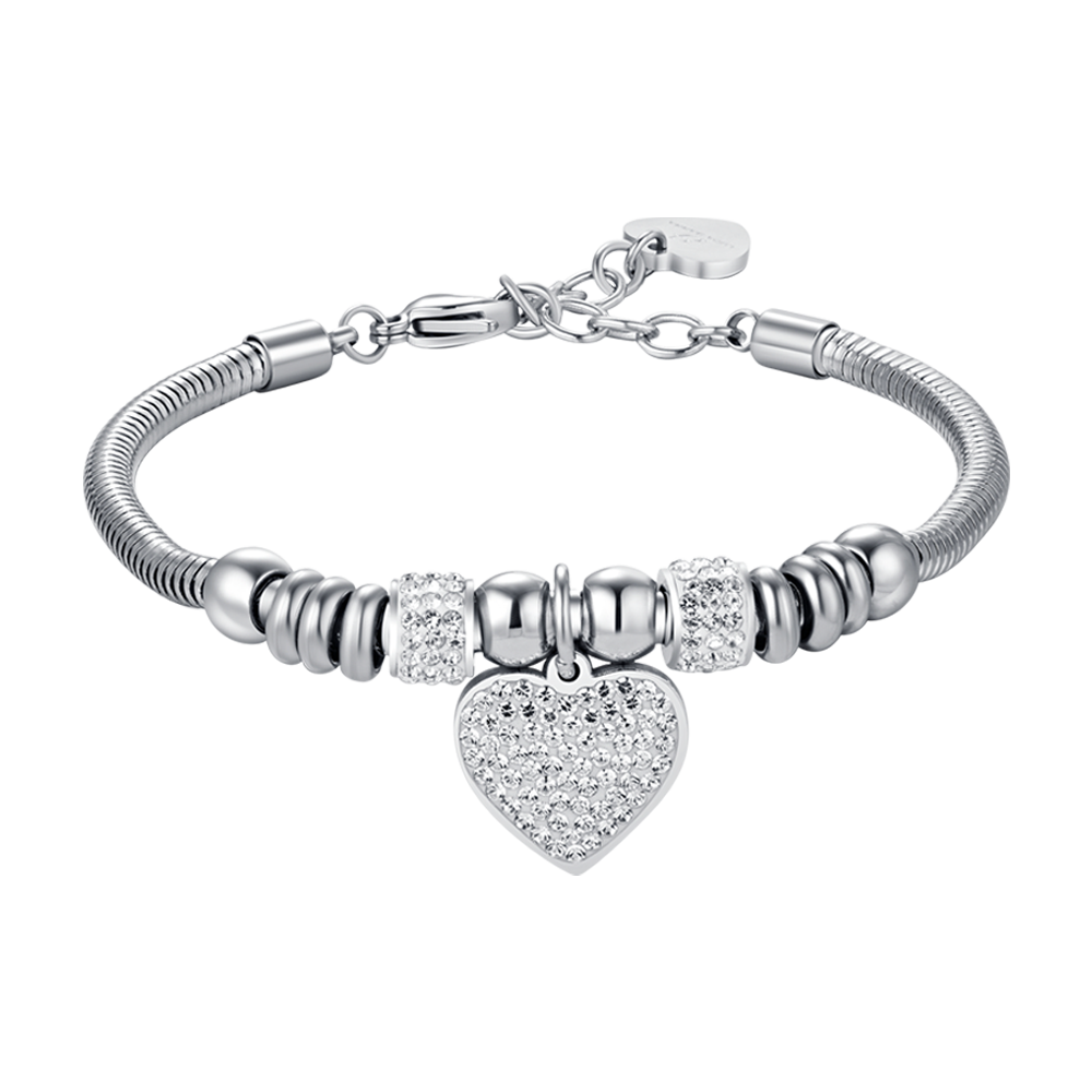 BRACELET POUR FEMME EN ACIER AVEC UN COEUR AVEC DES CRISTAUX BLANCS Luca Barra