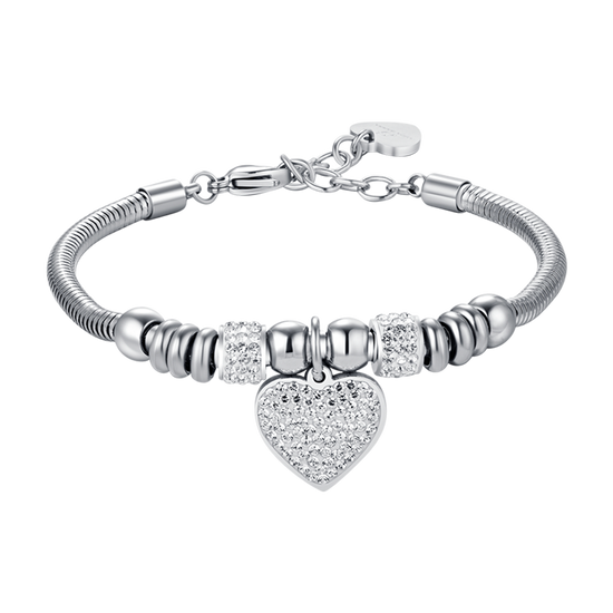 BRACELET POUR FEMME EN ACIER AVEC UN COEUR AVEC DES CRISTAUX BLANCS Luca Barra