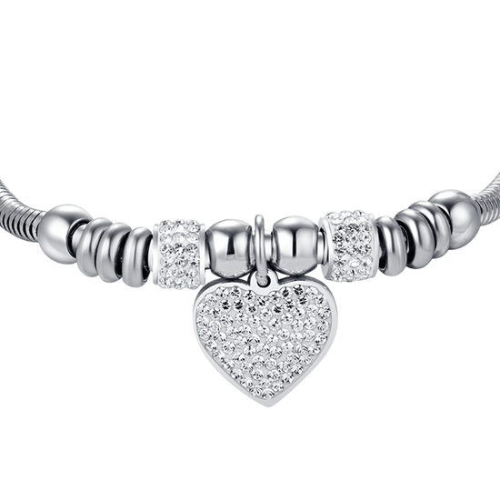 BRACELET EN ACIER POUR FEMME AVEC CRISTAUX BLANCS.