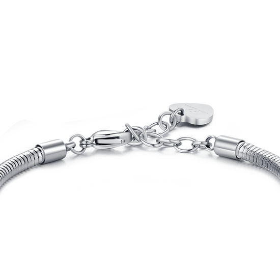 BRACELET FEMME EN ACIER AVEC TRÈFLE À QUATRE FEUILLES AVEC CRISTAUX BLANCS