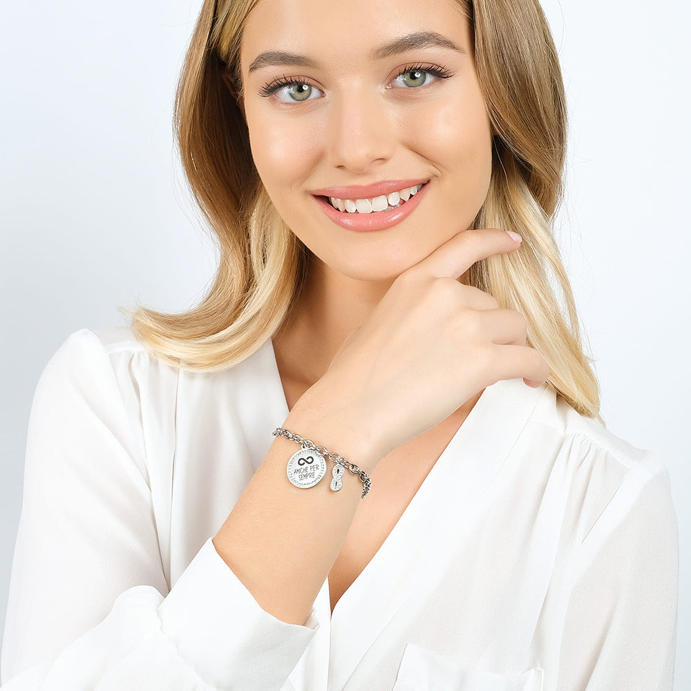 BRACELET EN ACIER POUR FEMME "FRIEND FOREVER" (AMIE POUR TOUJOURS)