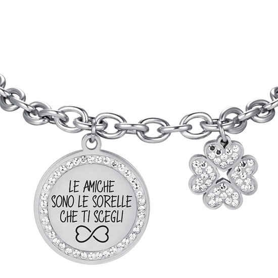 BRACELET FEMME EN ACIER TES AMIES SONT LES SOEURS QUE TU CHOISIS AVEC ÉMAIL