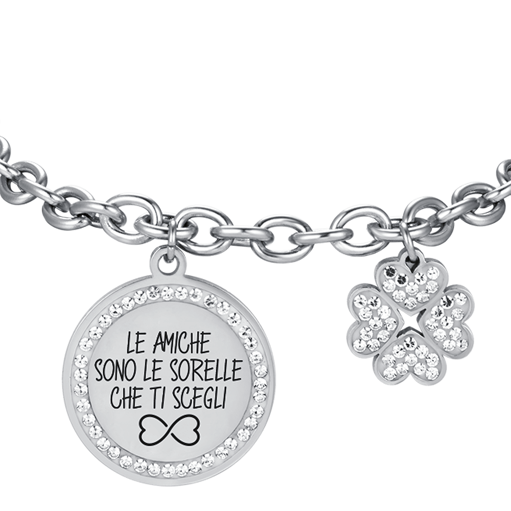 BRACELET FEMME EN ACIER TES AMIES SONT LES SOEURS QUE TU CHOISIS AVEC ÉMAIL