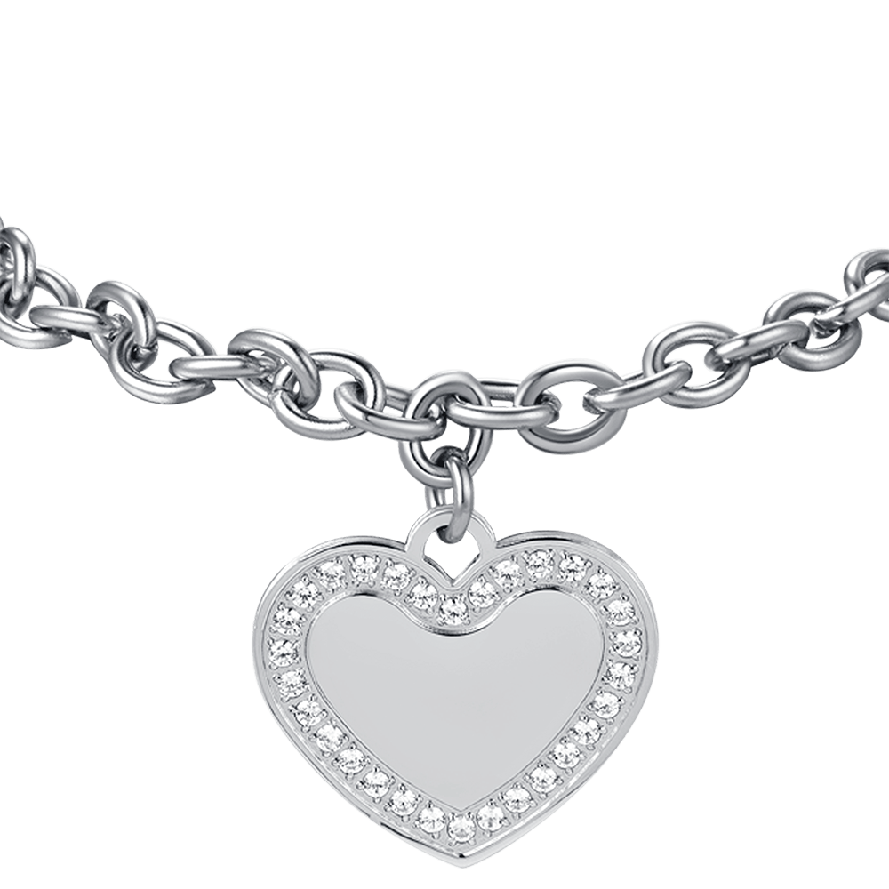 BRACELET POUR FEMME EN ACIER AVEC UN COEUR AVEC DES CRISTAUX BLANCS Luca Barra