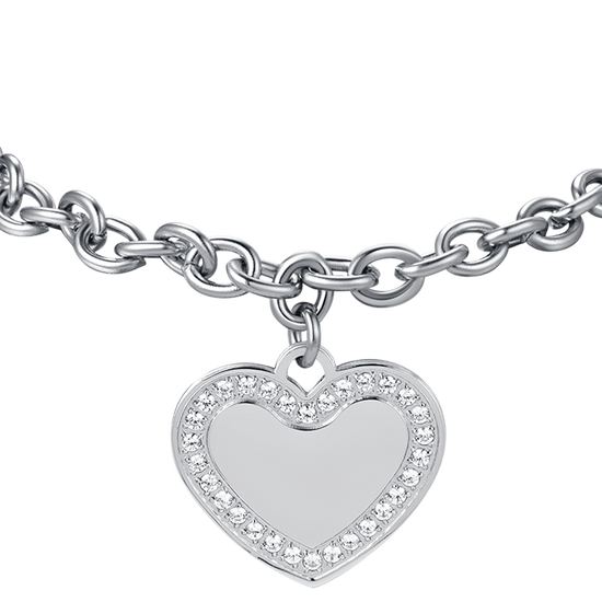 BRACELET POUR FEMME EN ACIER AVEC UN COEUR AVEC DES CRISTAUX BLANCS Luca Barra