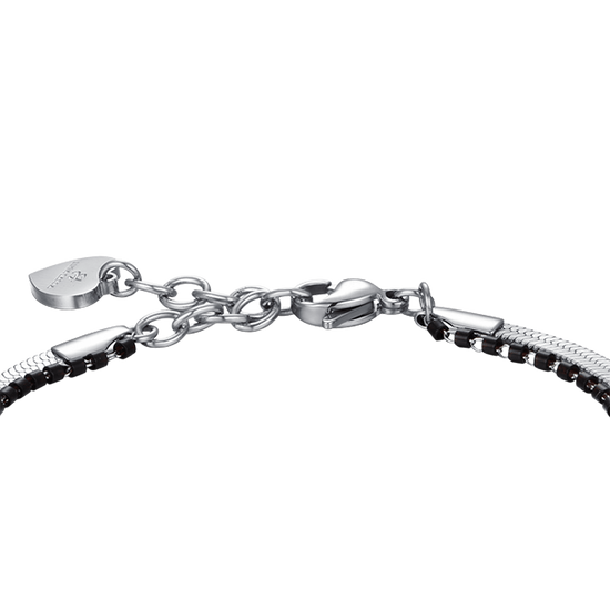 BRACELET FEMME EN ACIER AVEC ÉLÉMENTS EN CORNE ET NOIRS