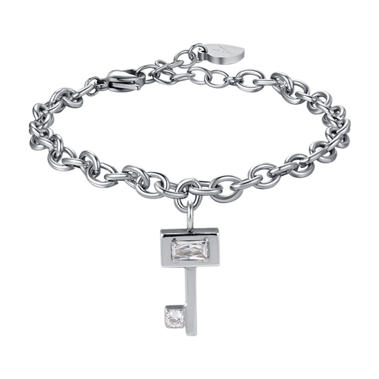 BRACELET CLÉ EN ACIER POUR FEMME AVEC CRISTAUX BLANCS