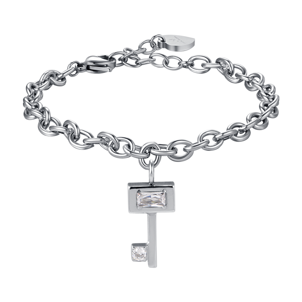 BRACELET CLÉ EN ACIER POUR FEMME AVEC CRISTAUX BLANCS