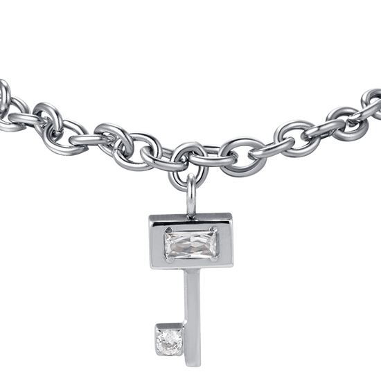 BRACELET CLÉ EN ACIER POUR FEMME AVEC CRISTAUX BLANCS
