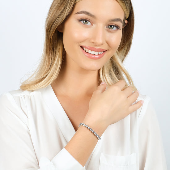 BRACELET DE TENNIS EN ACIER POUR FEMMES AVEC CRISTAUX BLANCS DE 4 MM