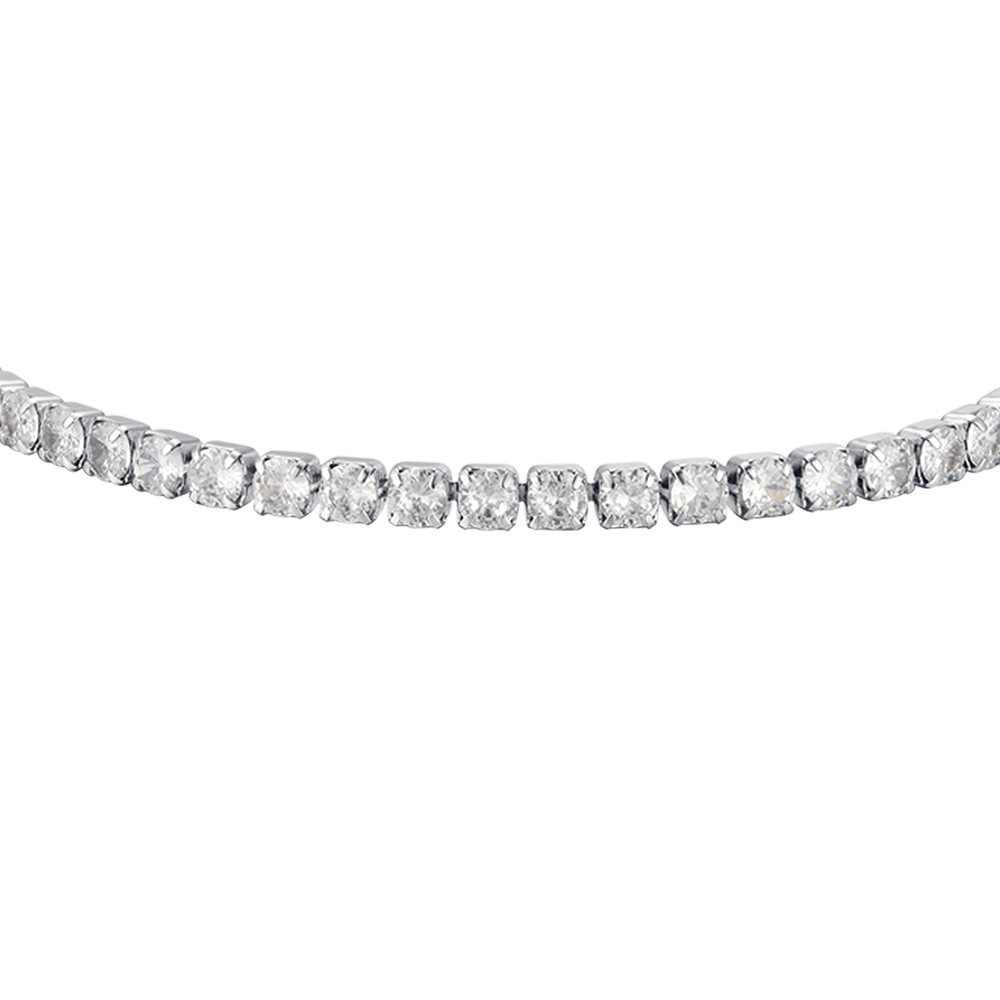 BRACELET DE TENNIS EN ACIER POUR FEMMES AVEC CRISTAUX BLANCS DE 4 MM