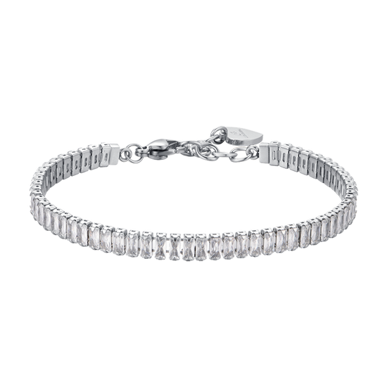 BRACELET TENNIS POUR FEMME EN ACIER AVEC CRISTAUX BAGUETTE BLANCS Luca Barra