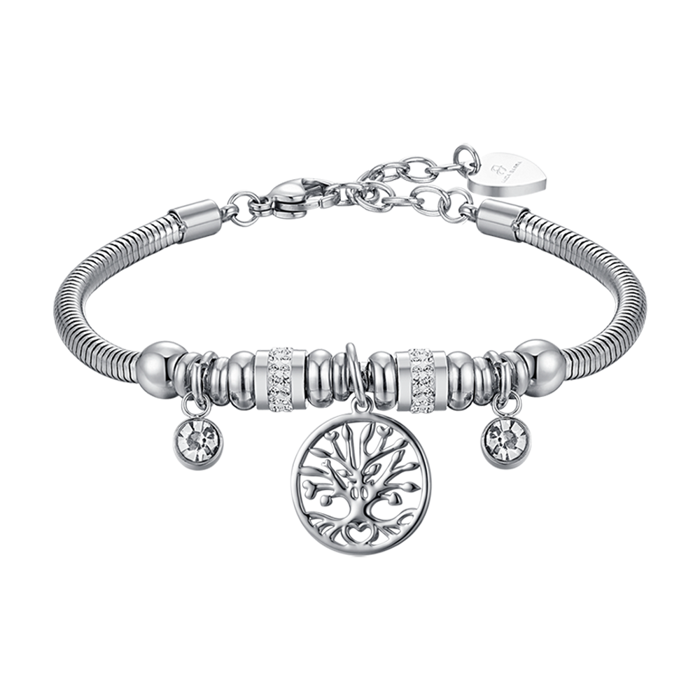 BRACELET POUR FEMME EN ACIER AVEC ARBRE DE VIE ET CRISTAUX BLANCS Luca Barra