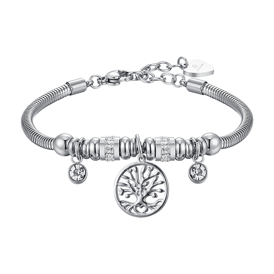 BRACELET POUR FEMME EN ACIER AVEC ARBRE DE VIE ET CRISTAUX BLANCS Luca Barra