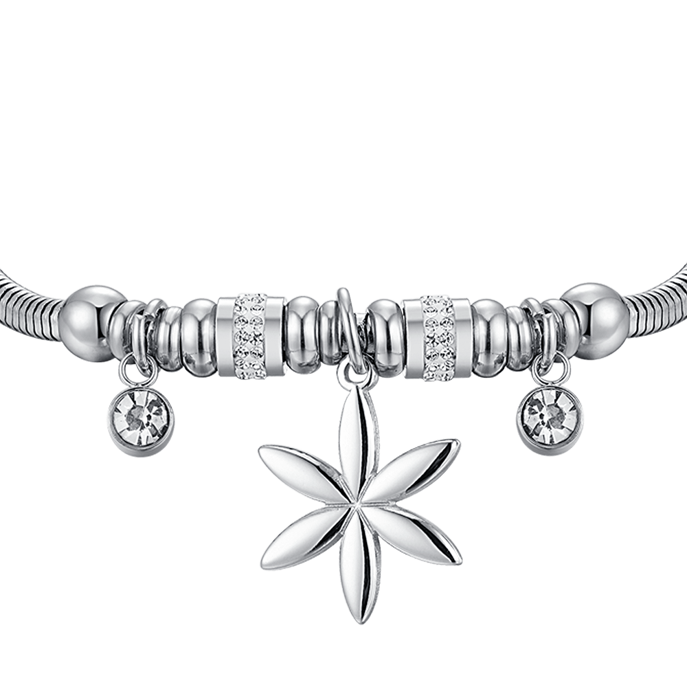 BRACELET POUR FEMME EN ACIER AVEC FLEUR DE VIE ET CRISTAUX BLANCS Luca Barra