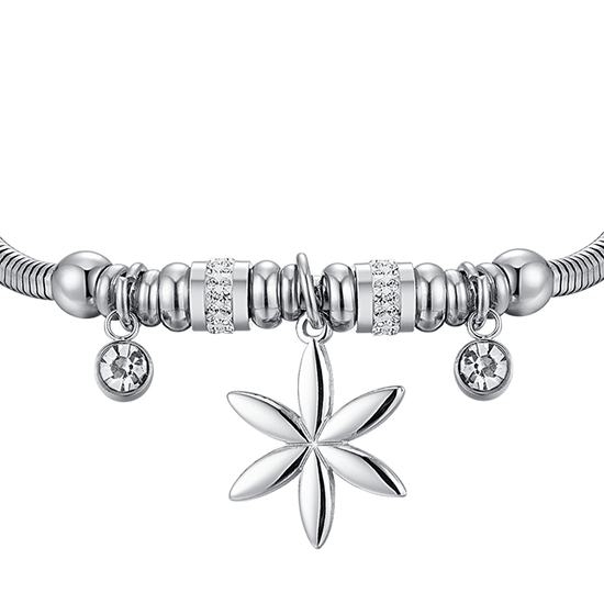 BRACELET POUR FEMME EN ACIER AVEC FLEUR DE VIE ET CRISTAUX BLANCS Luca Barra