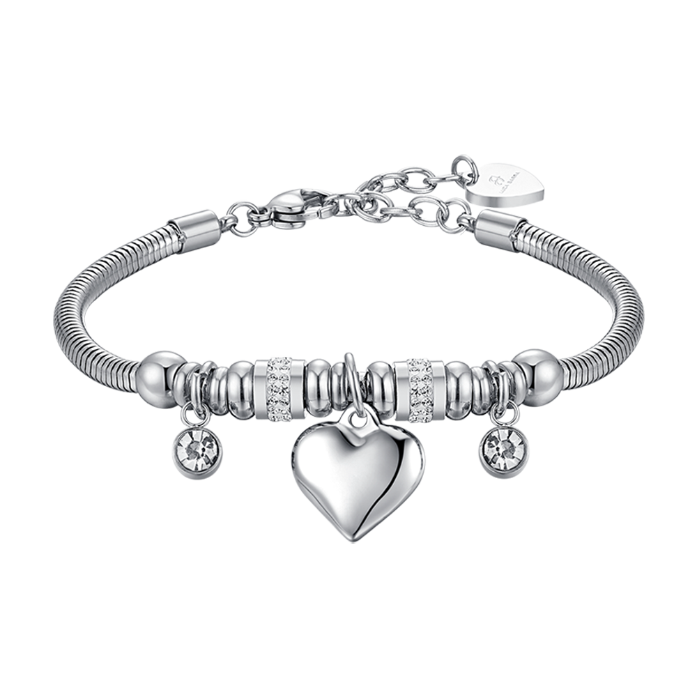 BRACELET POUR FEMME EN ACIER AVEC COEUR ET CRISTAUX BLANCS Luca Barra