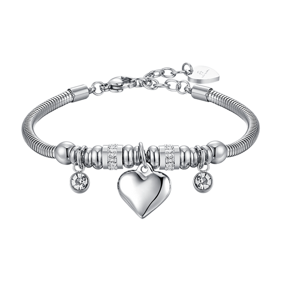 BRACELET POUR FEMME EN ACIER AVEC COEUR ET CRISTAUX BLANCS Luca Barra