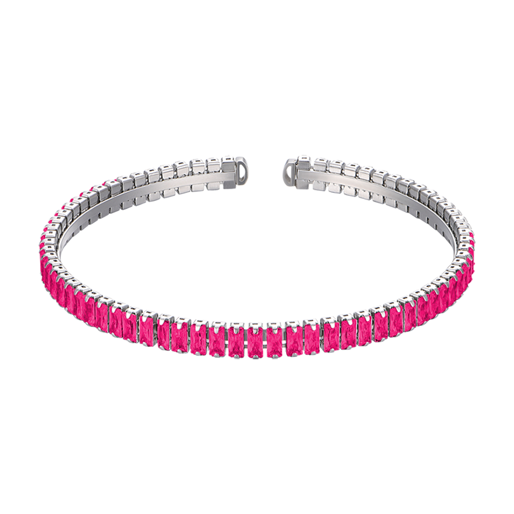 BRACELET EN ACIER POUR FEMME AVEC CRISTAUX DE FUCHSIA Luca Barra