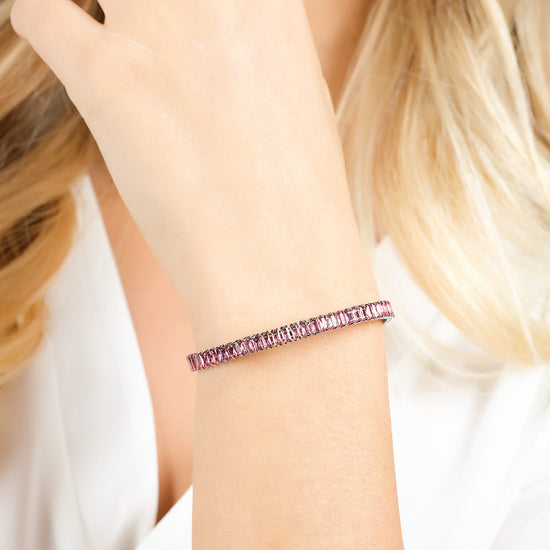 BRACELET EN ACIER POUR FEMME AVEC CRISTAUX DE FUCHSIA Luca Barra