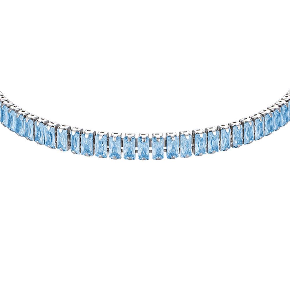 BRACELET FEMME EN ACIER AVEC CRISTAUX BLEUS