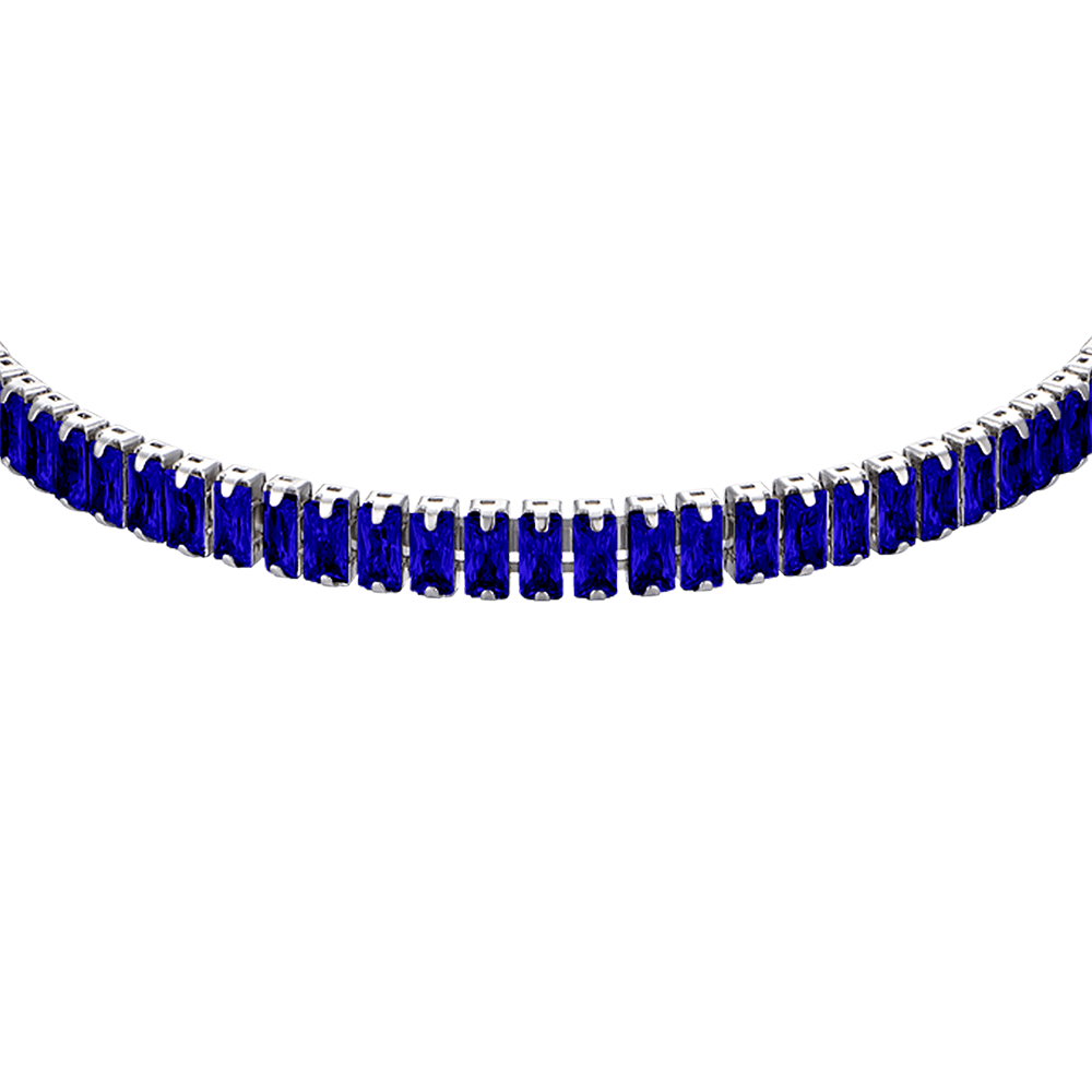 BRACELET EN ACIER POUR FEMMES AVEC CRISTAUX BLEUS