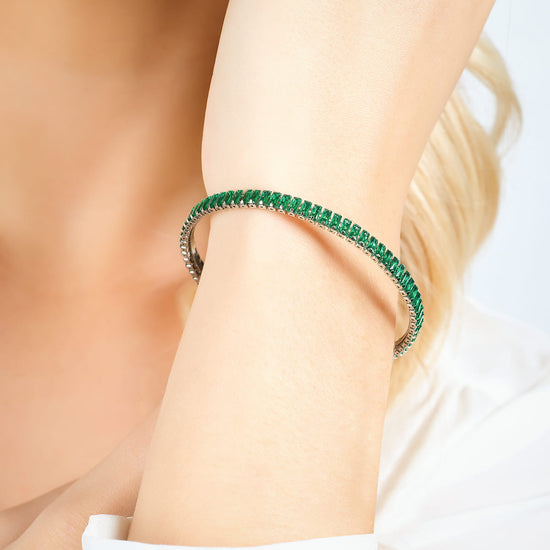 BRACELET ACIER POUR FEMME AVEC CRISTAUX VERTS Luca Barra