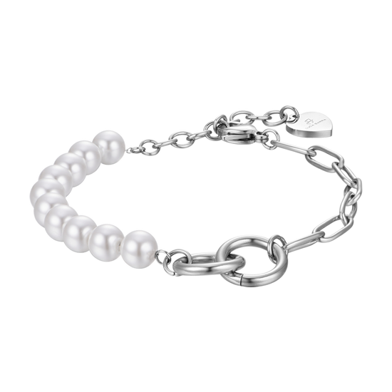 BRACELET POUR FEMME EN ACIER AVEC PERLES BLANCHES Luca Barra