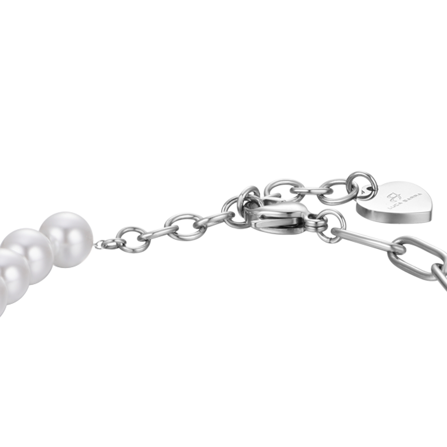 BRACELET FEMME EN ACIER AVEC PERLES BLANCHES