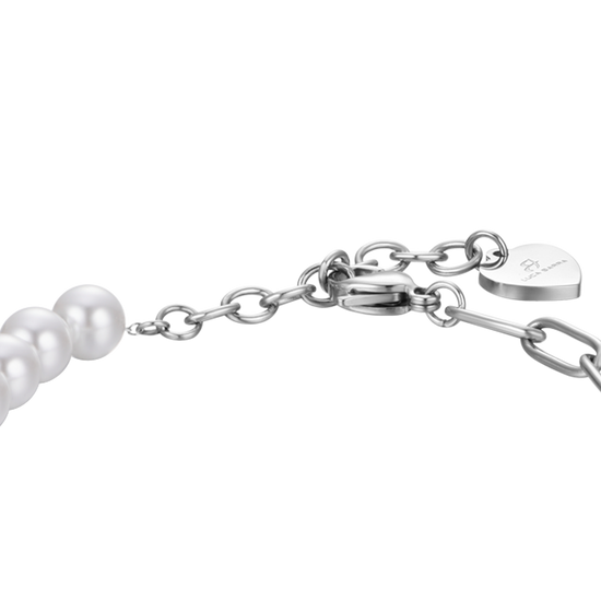 BRACELET FEMME EN ACIER AVEC PERLES BLANCHES