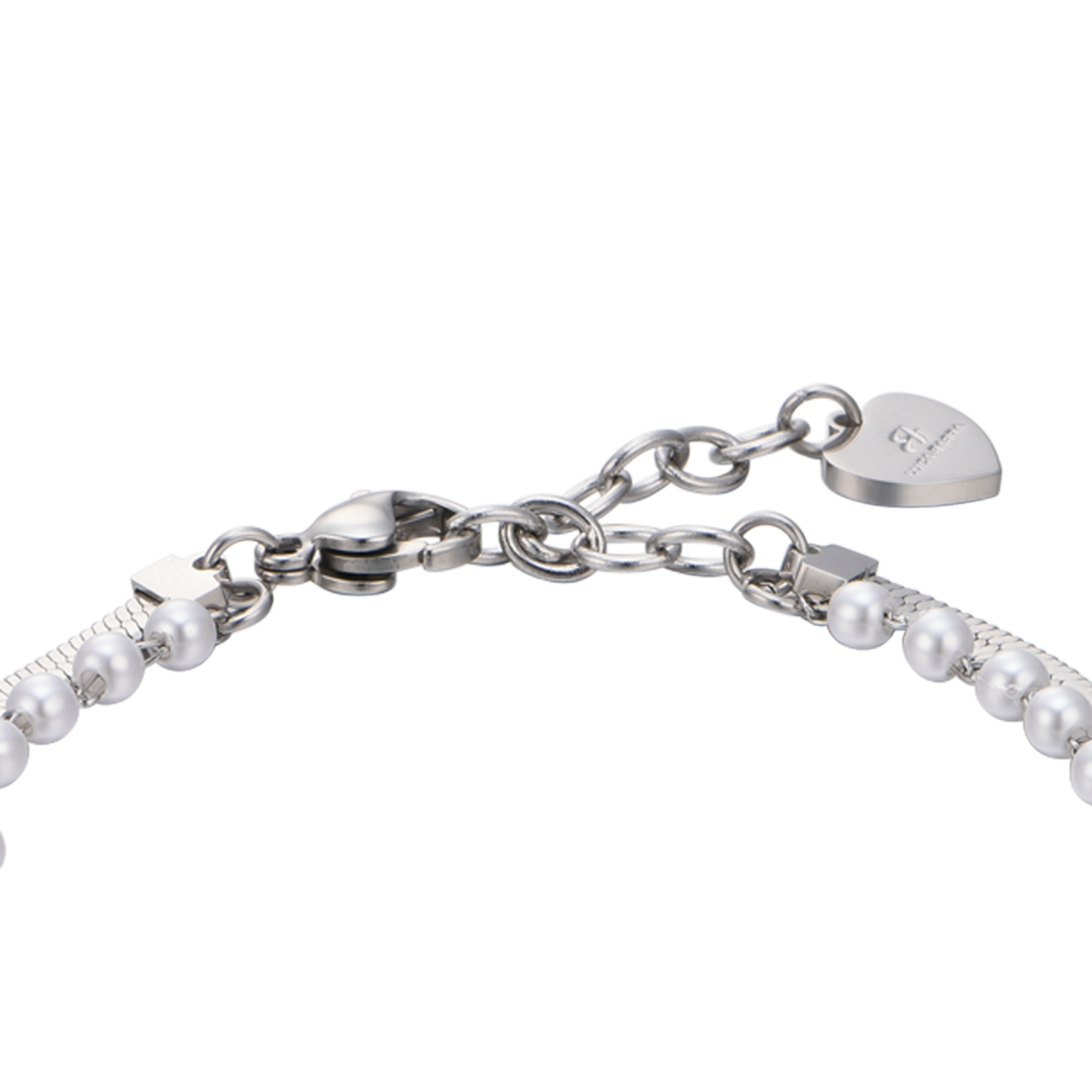 BRACELET FEMME EN ACIER AVEC PERLES BLANCHES