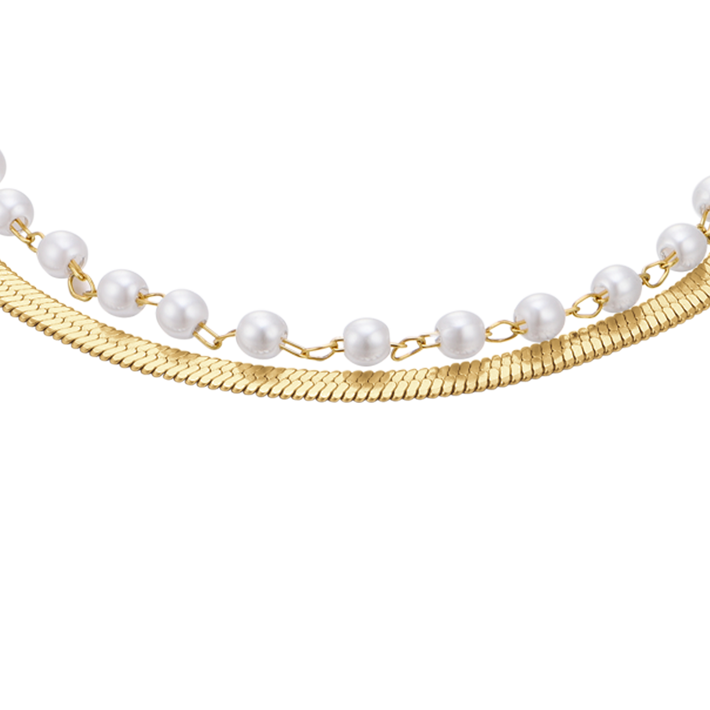 BRACELET FEMME EN ACIER AVEC PERLES BLANCHES