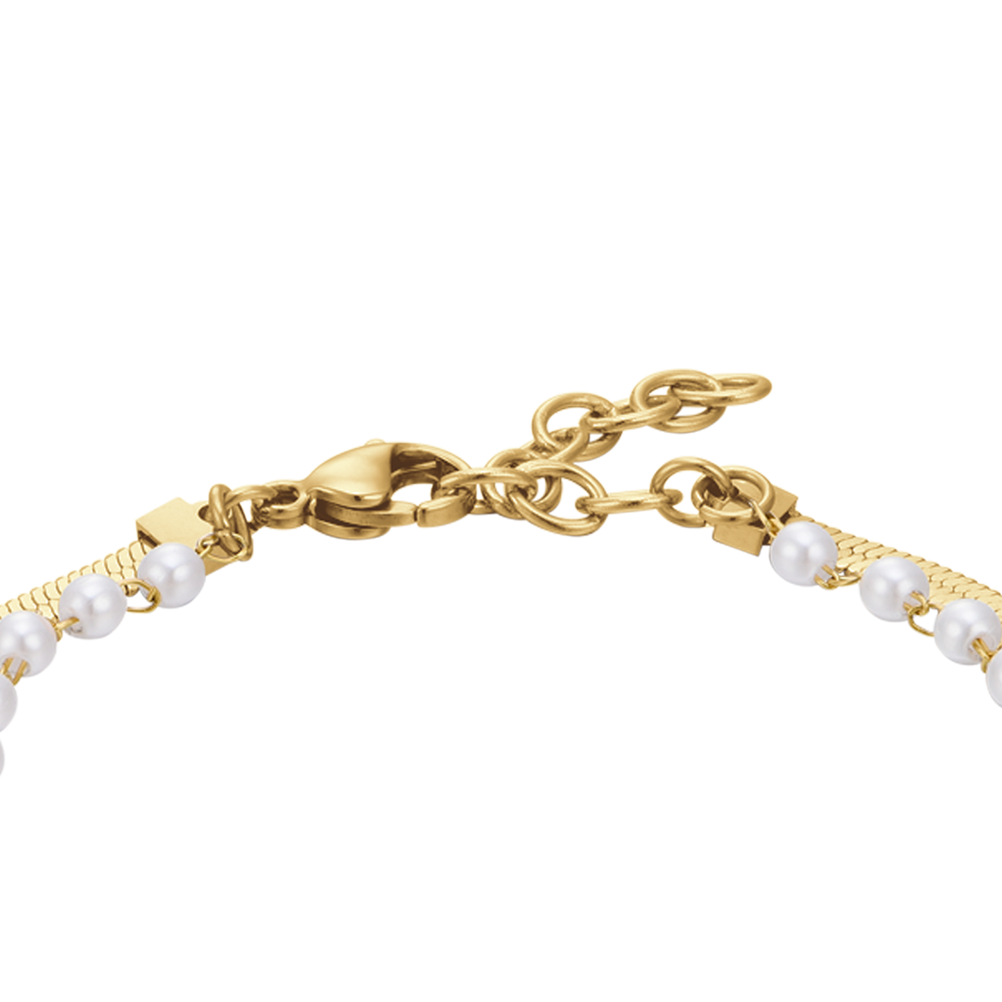 BRACELET FEMME EN ACIER AVEC PERLES BLANCHES