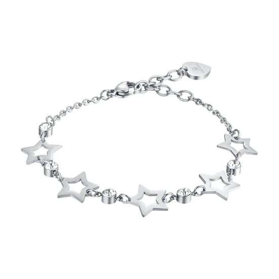 BRACELET POUR FEMME EN ACIER INOXYDABLE AVEC ÉTOILES PERFORÉES ET CRISTAUX BLANCS Luca Barra