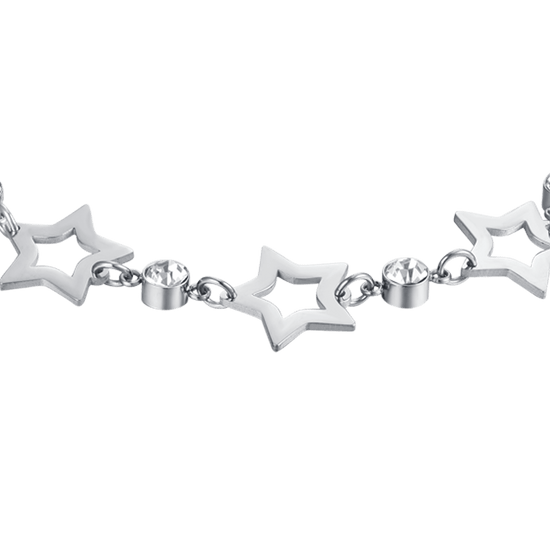 BRACELET POUR FEMME EN ACIER AVEC ÉTOILES AJOURÉES ET CRISTAUX BLANCS