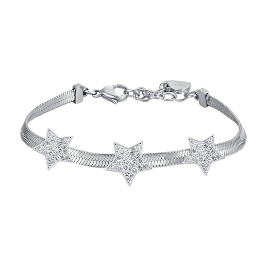 BRACELET POUR FEMME EN ACIER SERPENTÉ AVEC ÉTOILES ET CRISTAUX BLANCS