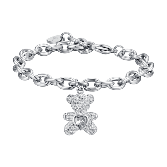 BRACELET EN ACIER POUR FEMME AVEC OURS AVEC CRISTAUX BLANCS Luca Barra