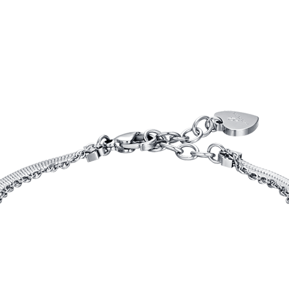 BRACELET FEMME EN ACIER AVEC FLEUR DE LOTUS ET CRISTAUX BLANCS