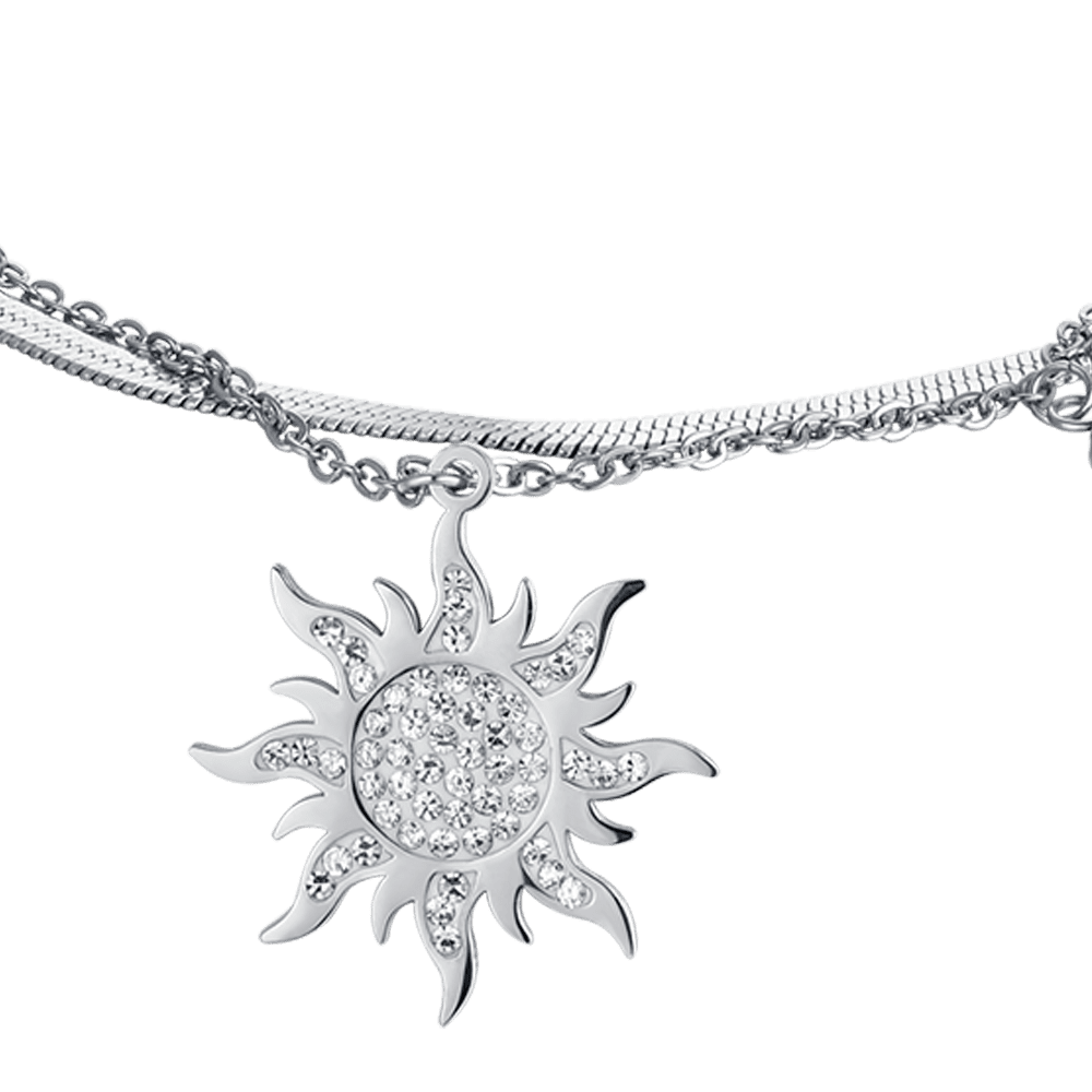 BRACELET SOLAIRE EN ACIER POUR FEMME AVEC CRISTAUX BLANCS
