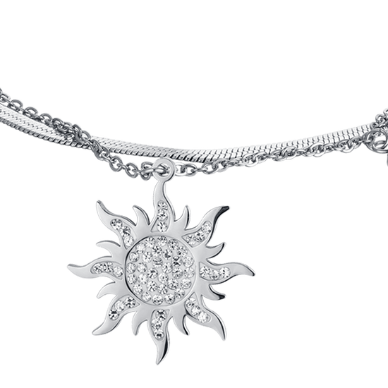 BRACELET SOLAIRE EN ACIER POUR FEMME AVEC CRISTAUX BLANCS
