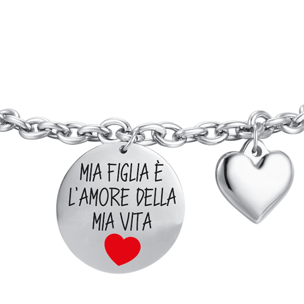 BRACCIALE DONNA IN ACCIAIO MIA FIGLIA E' L'AMORE DELLA MIA VITA Luca Barra