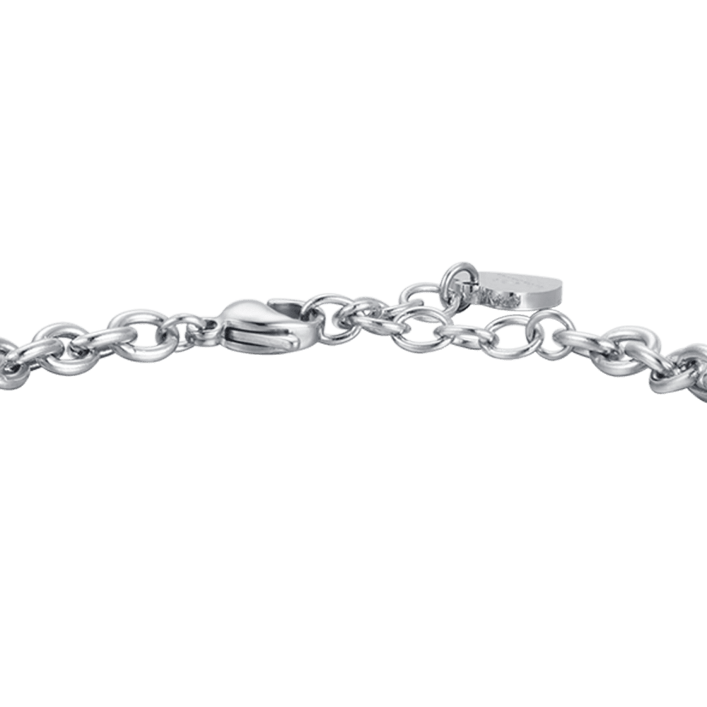 BRACELET FEMME EN ACIER AVEC BRELOQUE ANGE ET COEUR