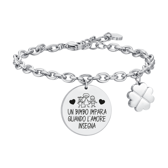 BRACELET EN ACIER POUR DAMES UN ENFANT APPREND QUAND L'AMOUR ENSEIGNE