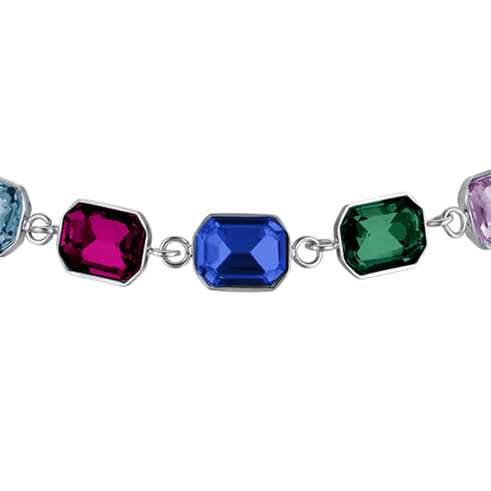 BRACELET ACIER POUR FEMME AVEC CRISTAUX MULTICOLORES