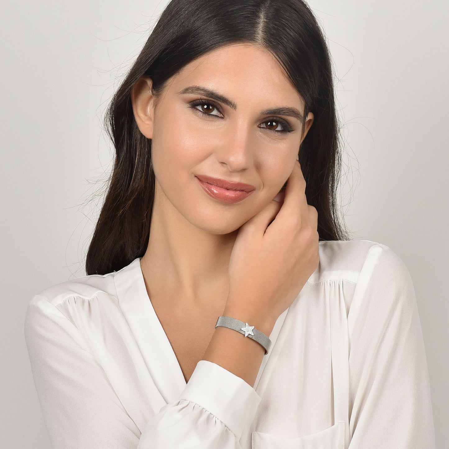 BRACELET FEMME MILANO EN ACIER AVEC ÉTOILE ET CRISTAUX BLANCS