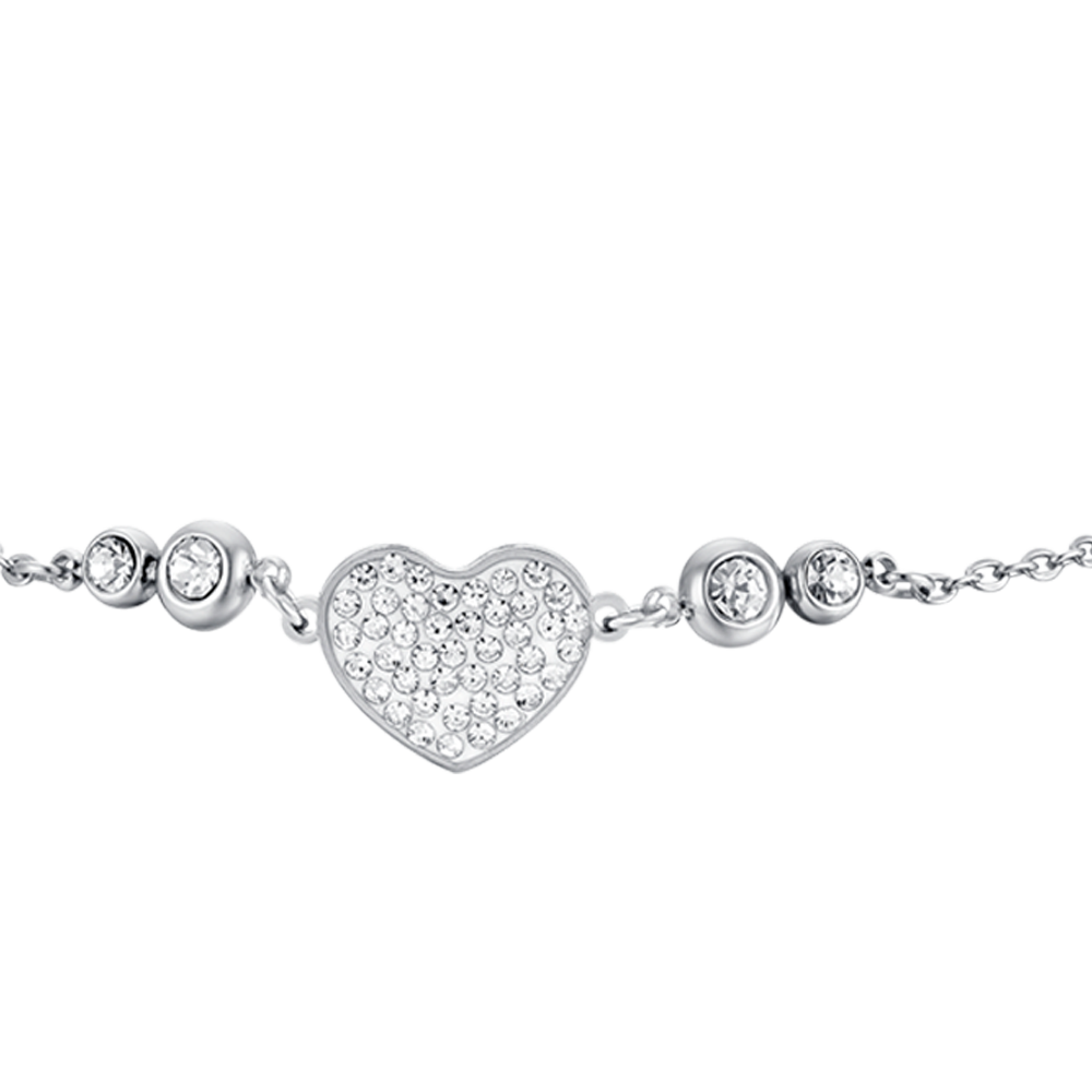 BRACELET EN ACIER POUR FEMME AVEC CRISTAUX BLANCS.
